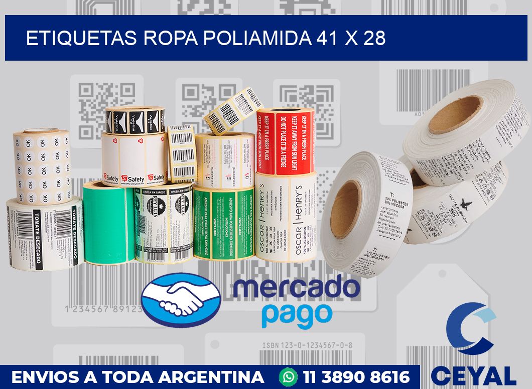 Etiquetas ropa poliamida 41 x 28