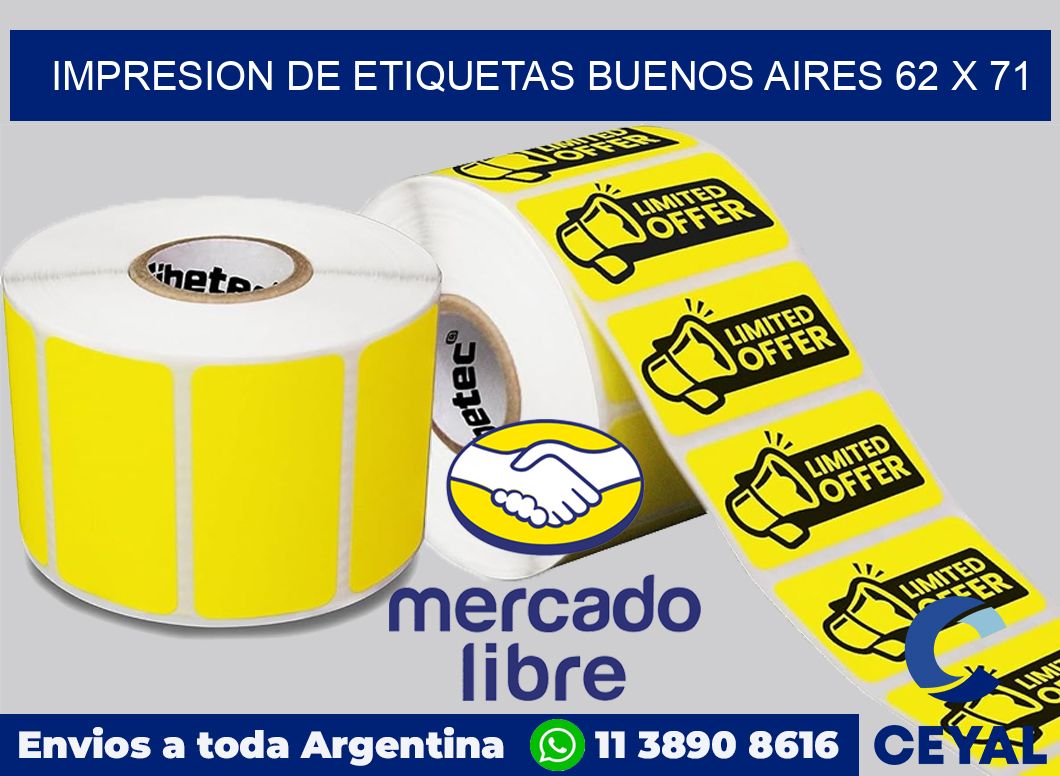 Impresion de etiquetas Buenos Aires 62 x 71