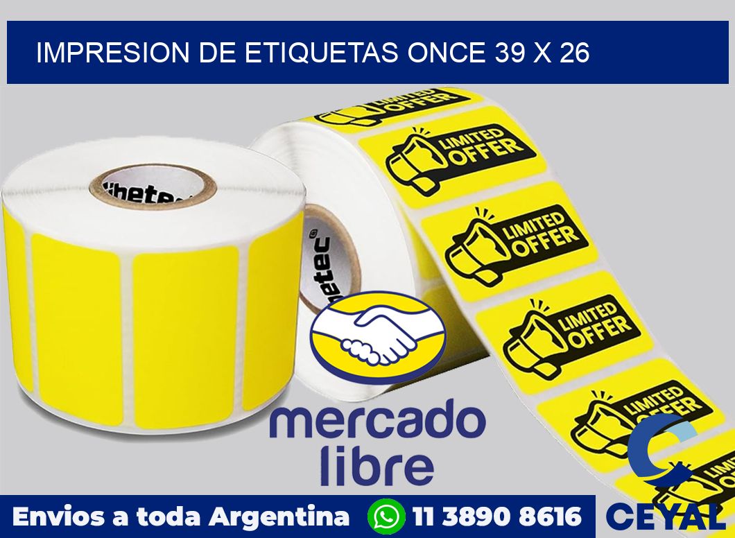 Impresion de etiquetas Once 39 x 26