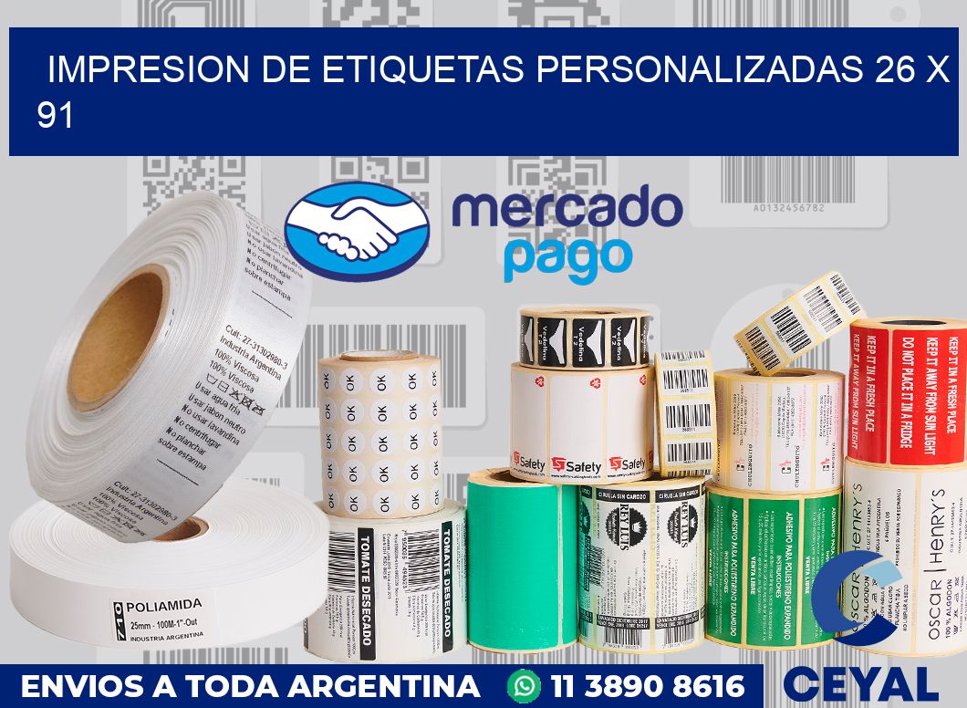 Impresion de etiquetas personalizadas 26 x 91
