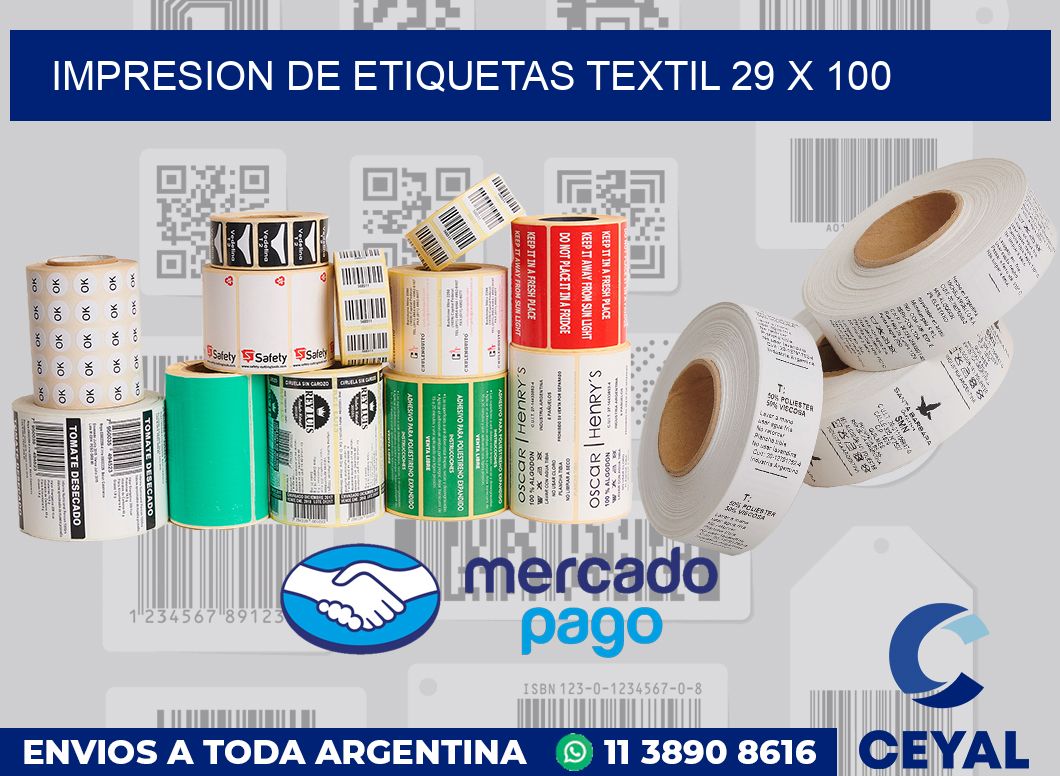 Impresion de etiquetas textil 29 x 100