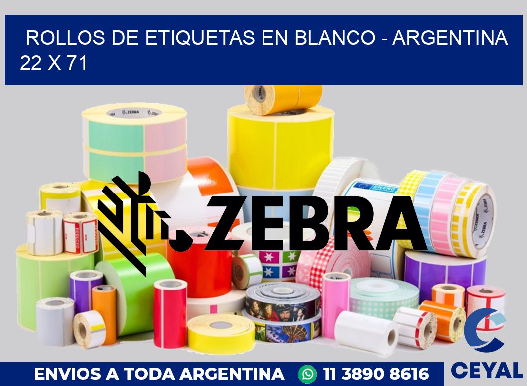 Rollos de etiquetas en blanco - Argentina 22 x 71