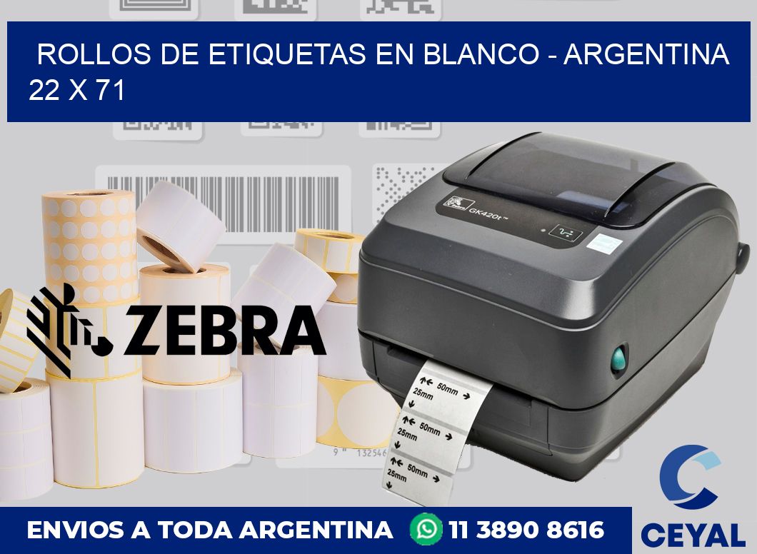 Rollos de etiquetas en blanco – Argentina 22 x 71
