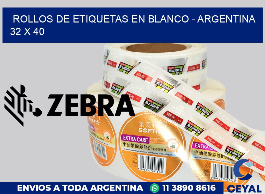 Rollos de etiquetas en blanco - Argentina 32 x 40