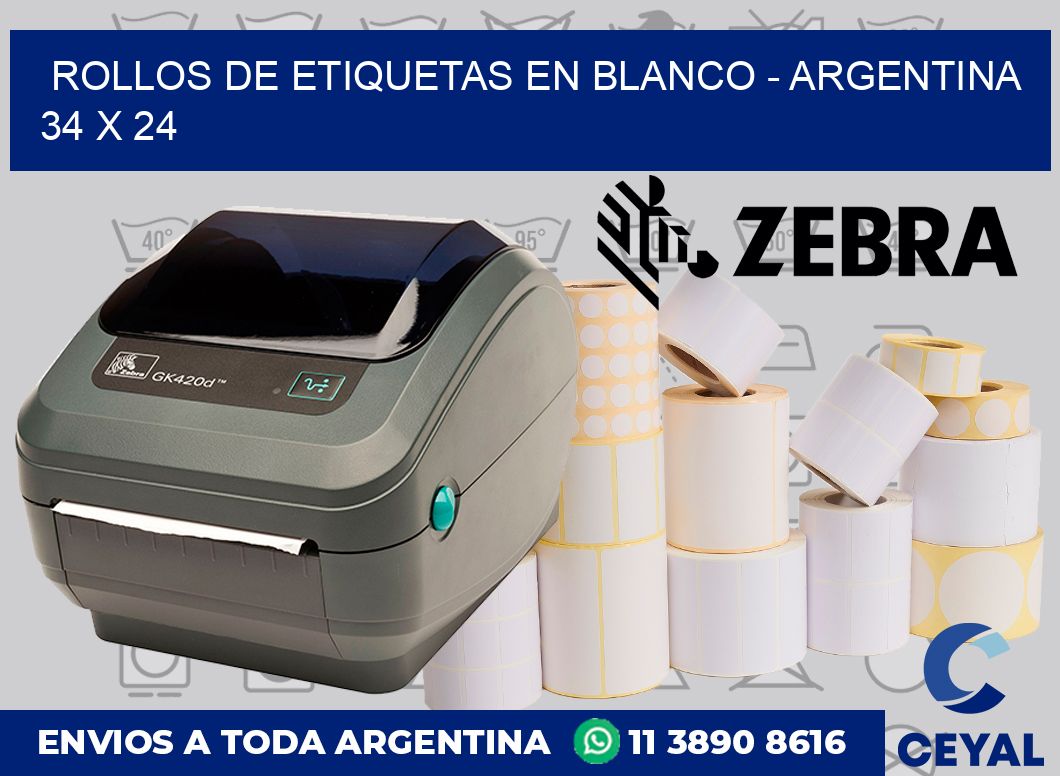Rollos de etiquetas en blanco - Argentina 34 x 24