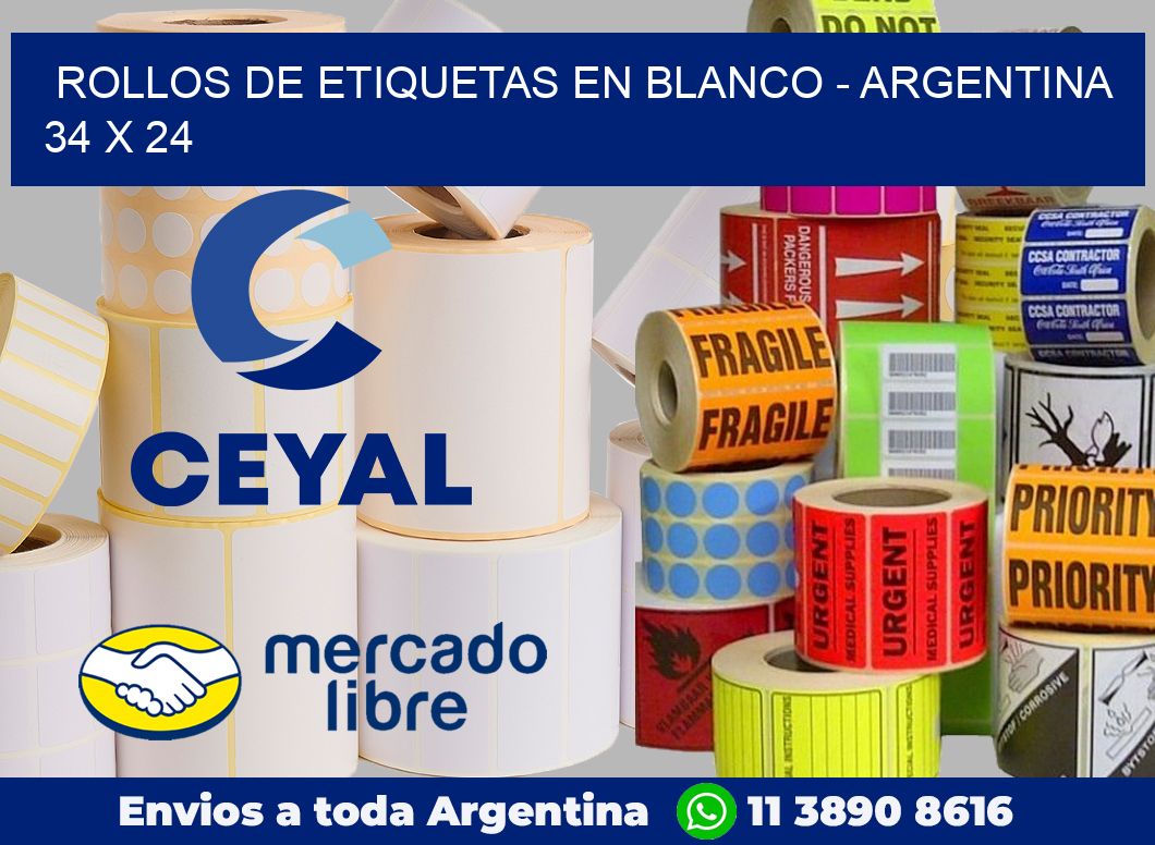 Rollos de etiquetas en blanco – Argentina 34 x 24