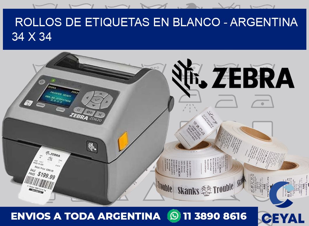 Rollos de etiquetas en blanco - Argentina 34 x 34