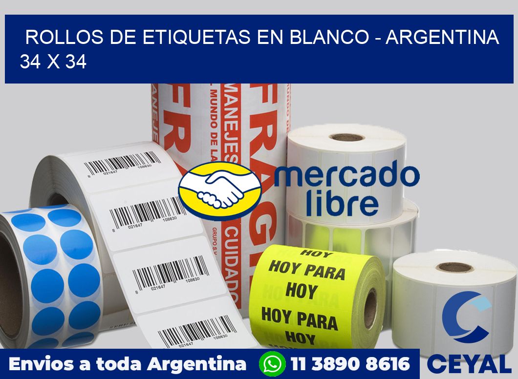 Rollos de etiquetas en blanco – Argentina 34 x 34
