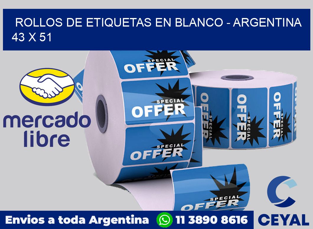 Rollos de etiquetas en blanco - Argentina 43 x 51