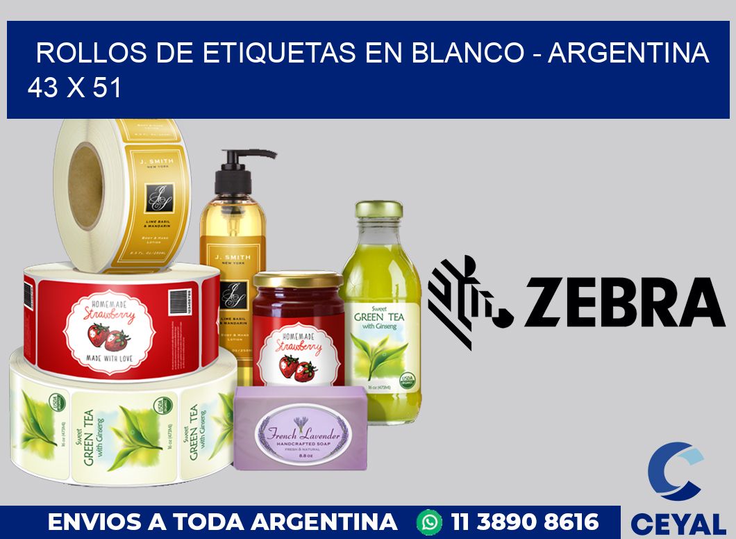 Rollos de etiquetas en blanco - Argentina 43 x 51
