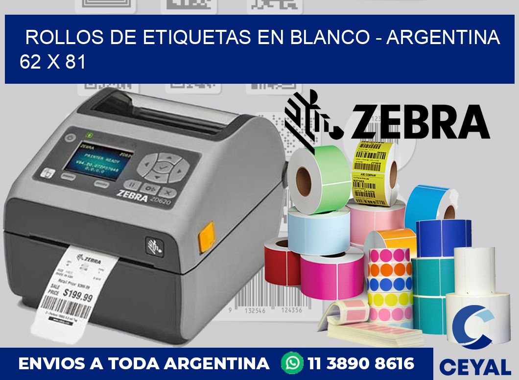 Rollos de etiquetas en blanco - Argentina 62 x 81