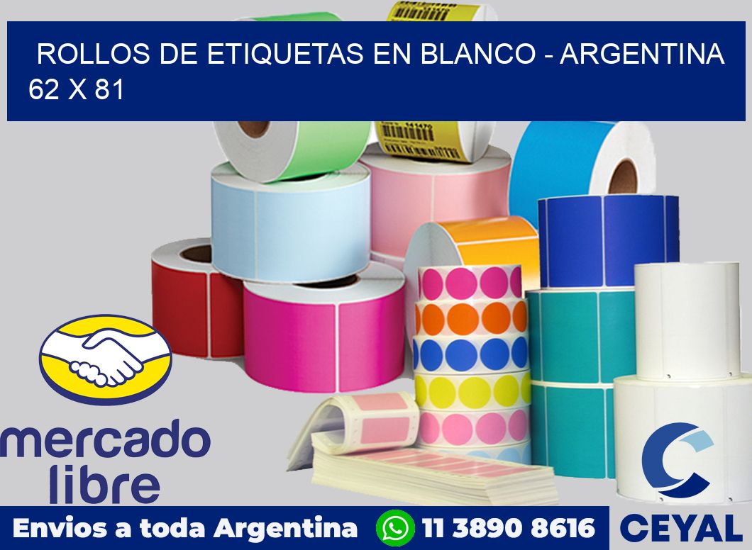 Rollos de etiquetas en blanco – Argentina 62 x 81