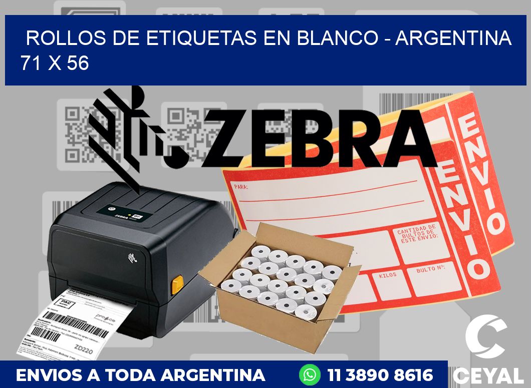 Rollos de etiquetas en blanco - Argentina 71 x 56