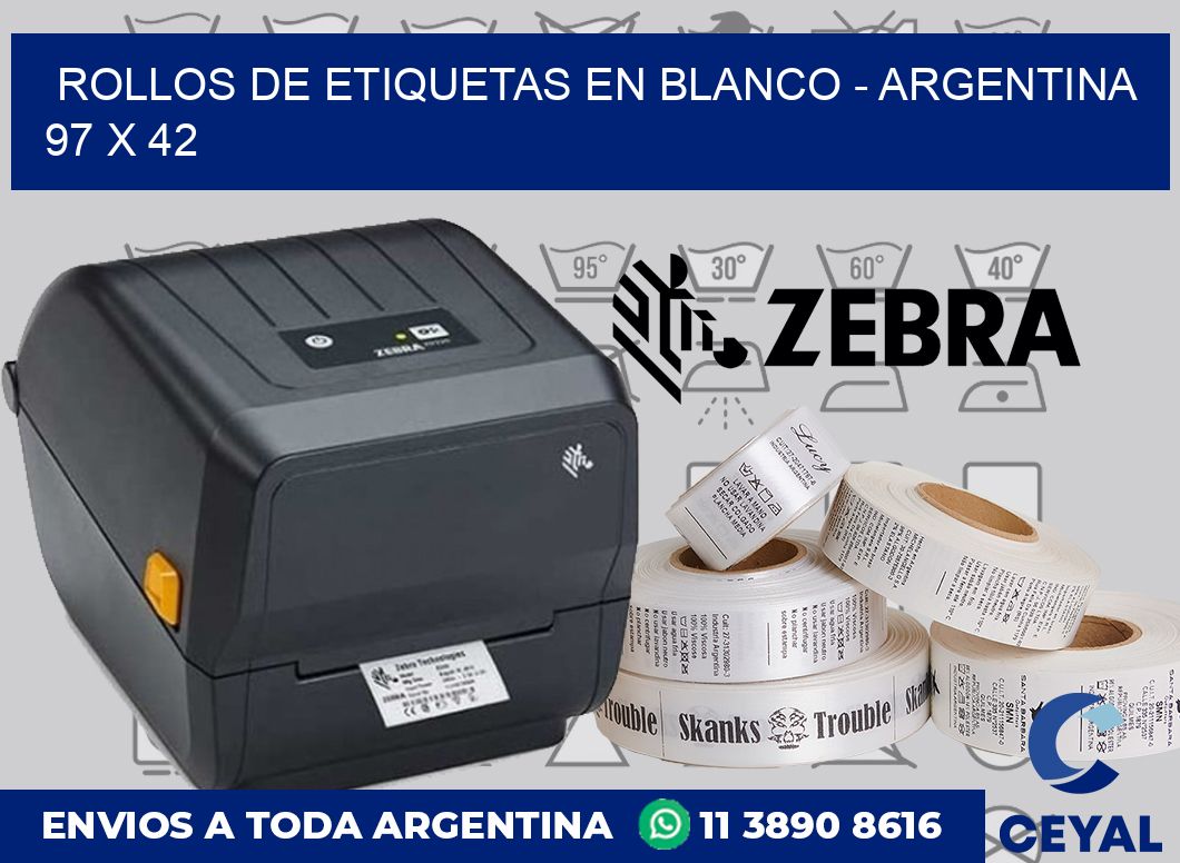 Rollos de etiquetas en blanco - Argentina 97 x 42