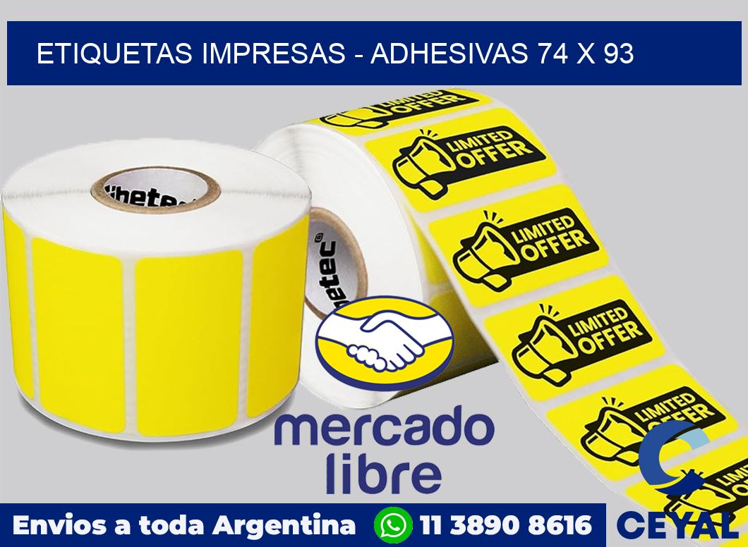 etiquetas impresas - Adhesivas 74 x 93