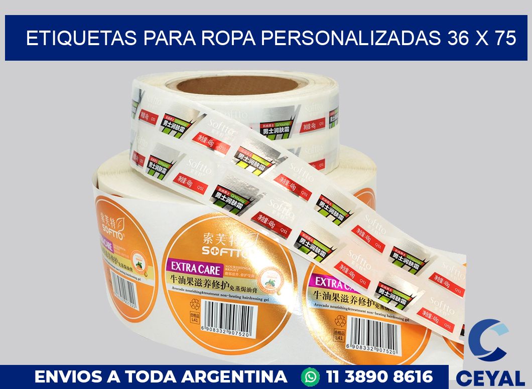 etiquetas para ropa personalizadas 36 x 75