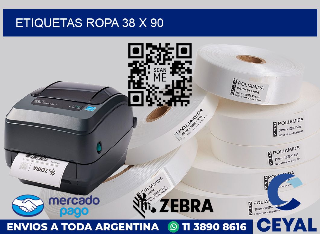 etiquetas ropa 38 x 90