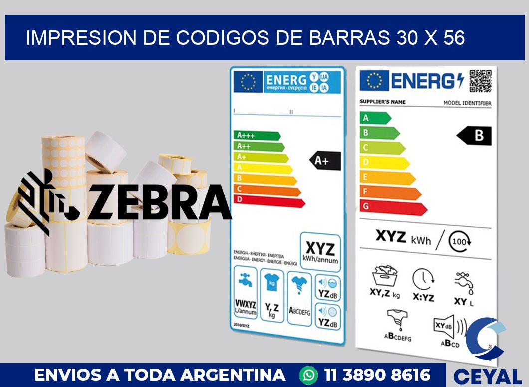 impresion de codigos de barras 30 x 56
