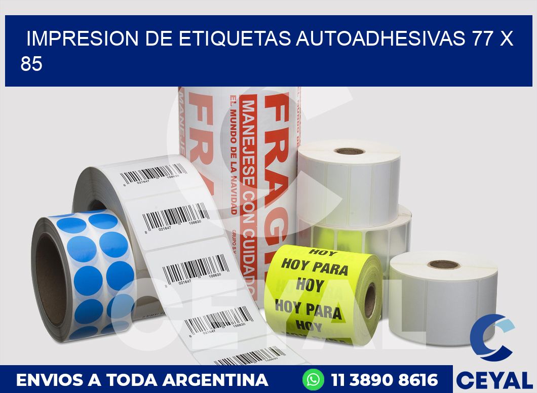 impresion de etiquetas autoadhesivas 77 x 85