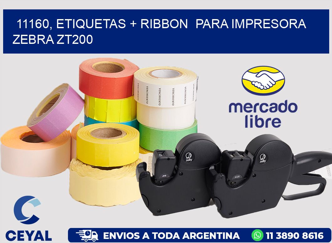 11160, etiquetas + ribbon  para impresora zebra ZT200