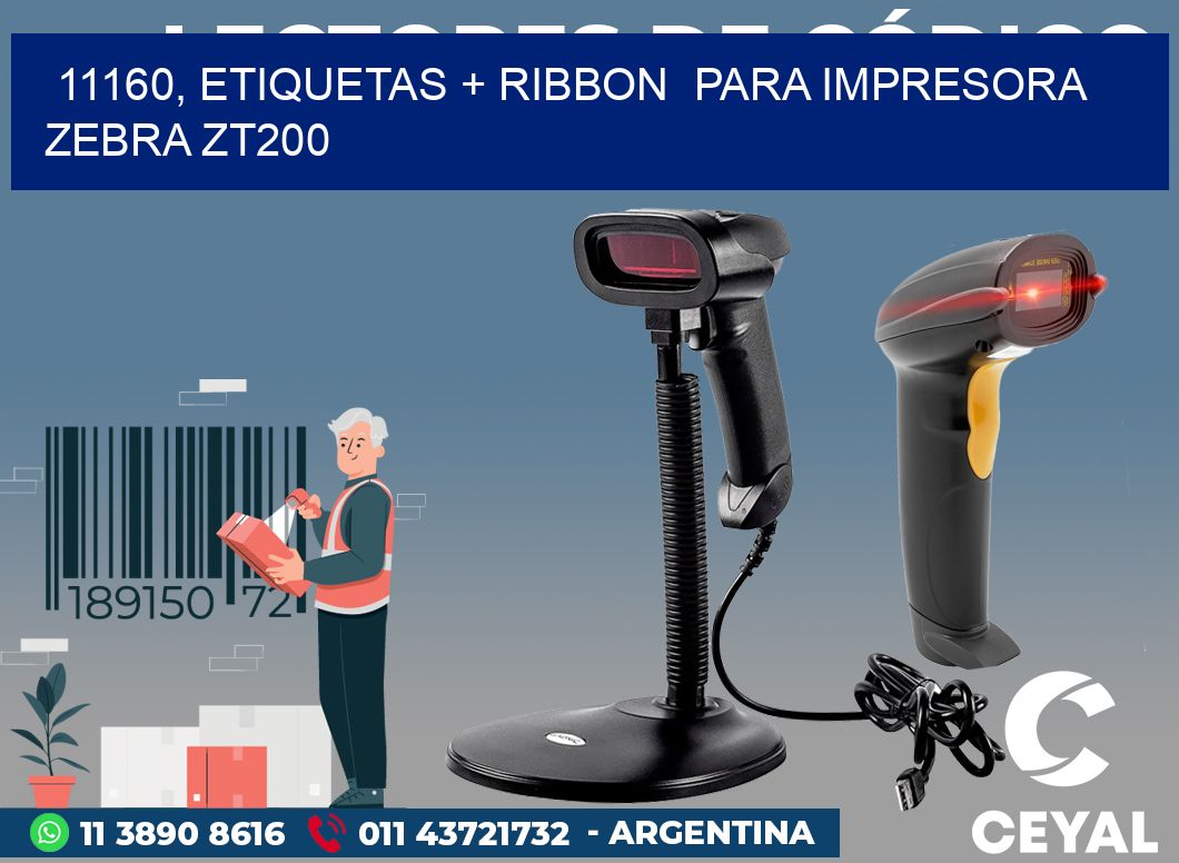 11160, etiquetas + ribbon  para impresora zebra ZT200