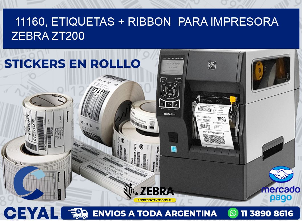 11160, etiquetas + ribbon  para impresora zebra ZT200