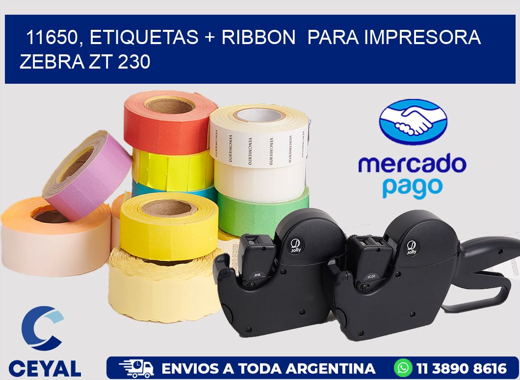 11650, etiquetas + ribbon  para impresora zebra ZT 230