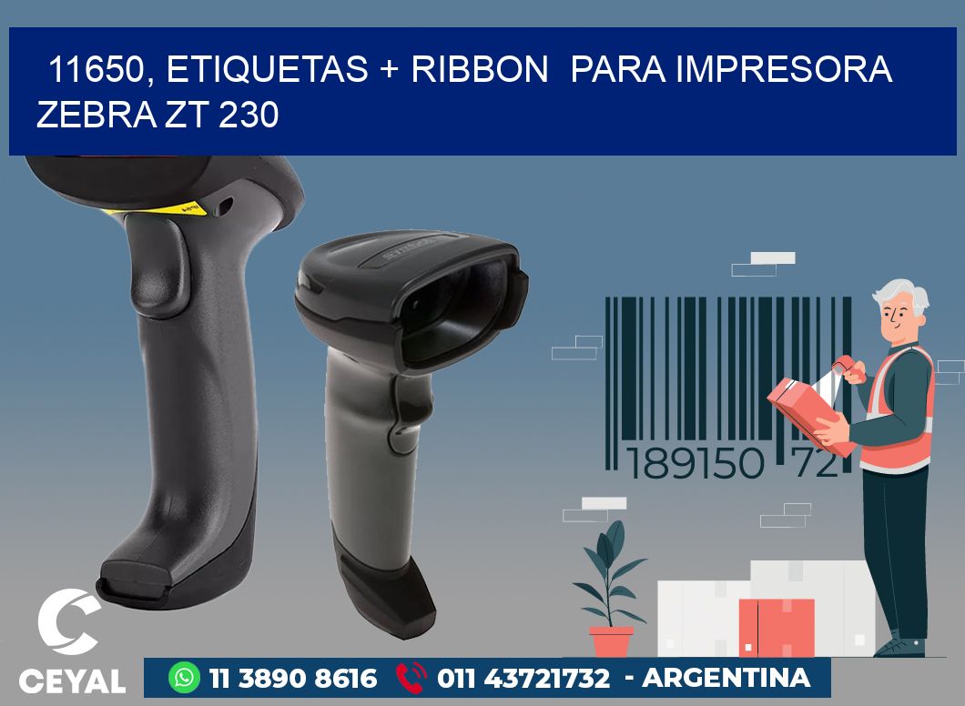 11650, etiquetas + ribbon  para impresora zebra ZT 230