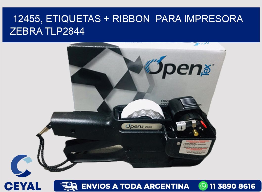 12455, etiquetas + ribbon  para impresora zebra TLP2844