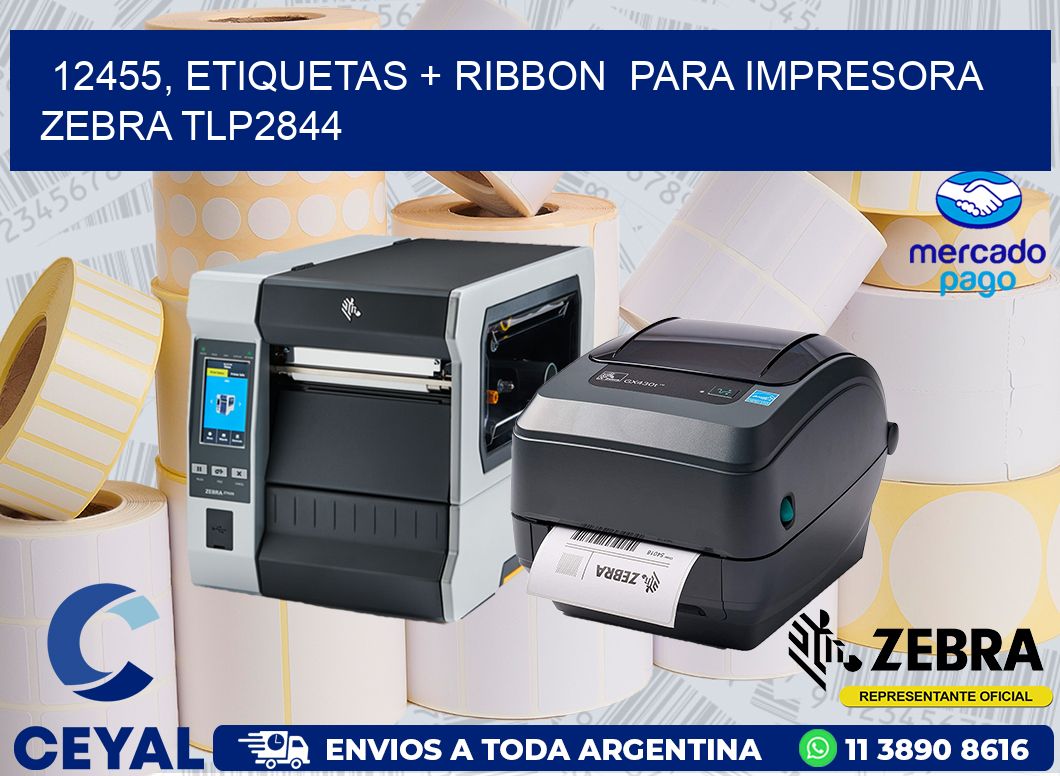 12455, etiquetas + ribbon  para impresora zebra TLP2844