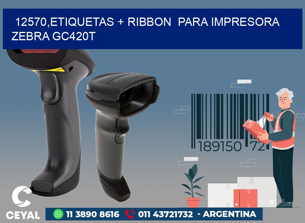 12570,etiquetas + ribbon  para impresora zebra GC420T