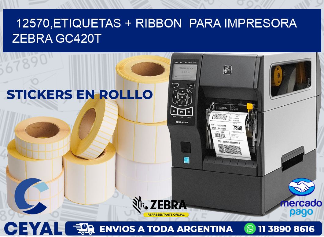 12570,etiquetas + ribbon  para impresora zebra GC420T