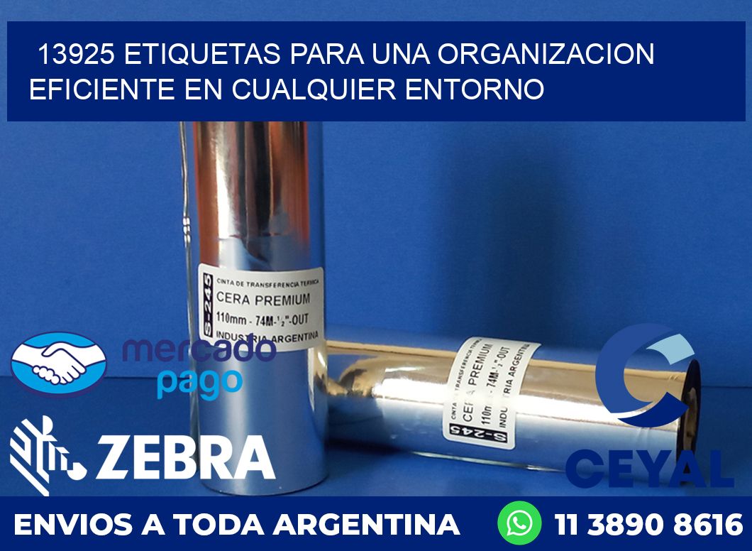 13925 ETIQUETAS PARA UNA ORGANIZACION EFICIENTE EN CUALQUIER ENTORNO