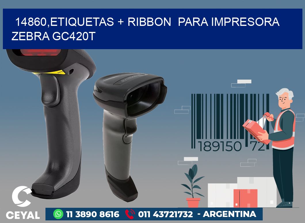 14860,etiquetas + ribbon  para impresora zebra GC420T