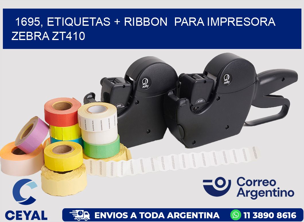 1695, etiquetas + ribbon  para impresora zebra ZT410