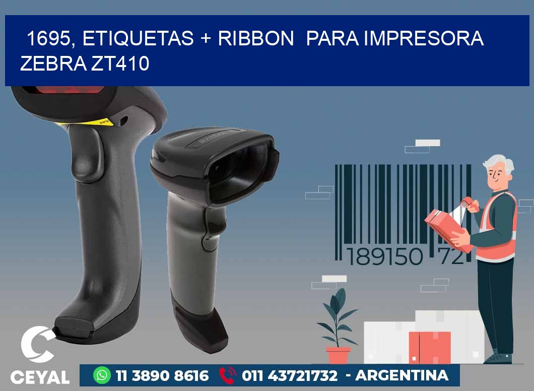 1695, etiquetas + ribbon  para impresora zebra ZT410