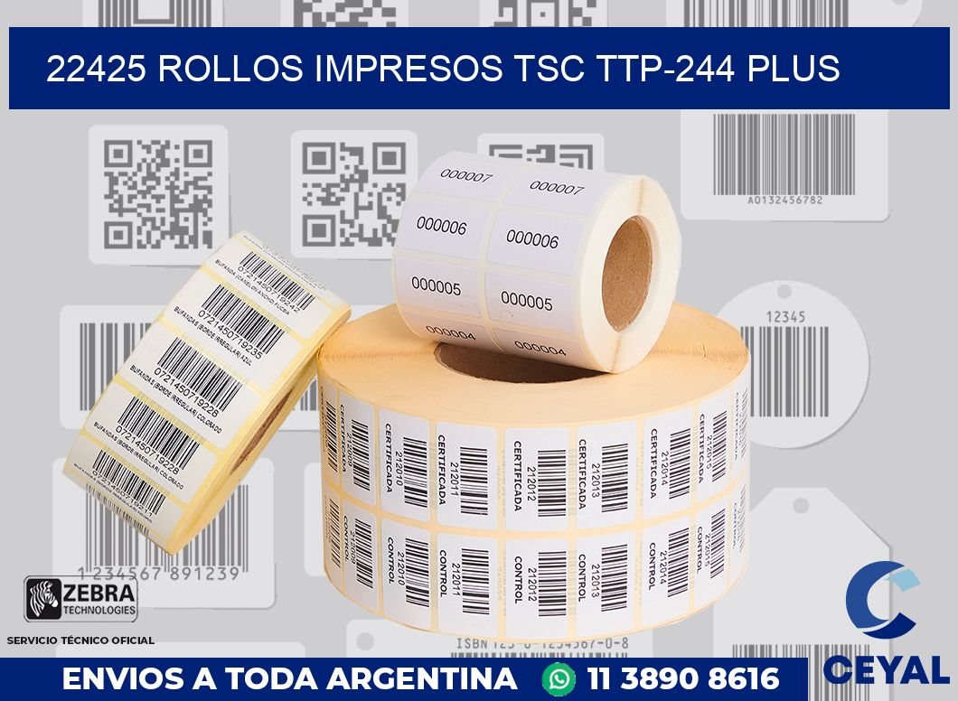 22425 ROLLOS IMPRESOS TSC TTP-244 PLUS