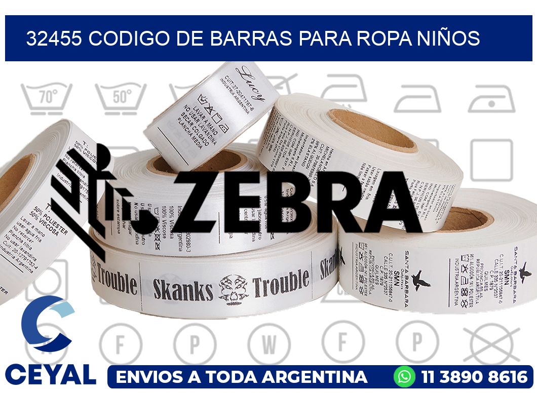 32455 CODIGO DE BARRAS PARA ROPA NIÑOS