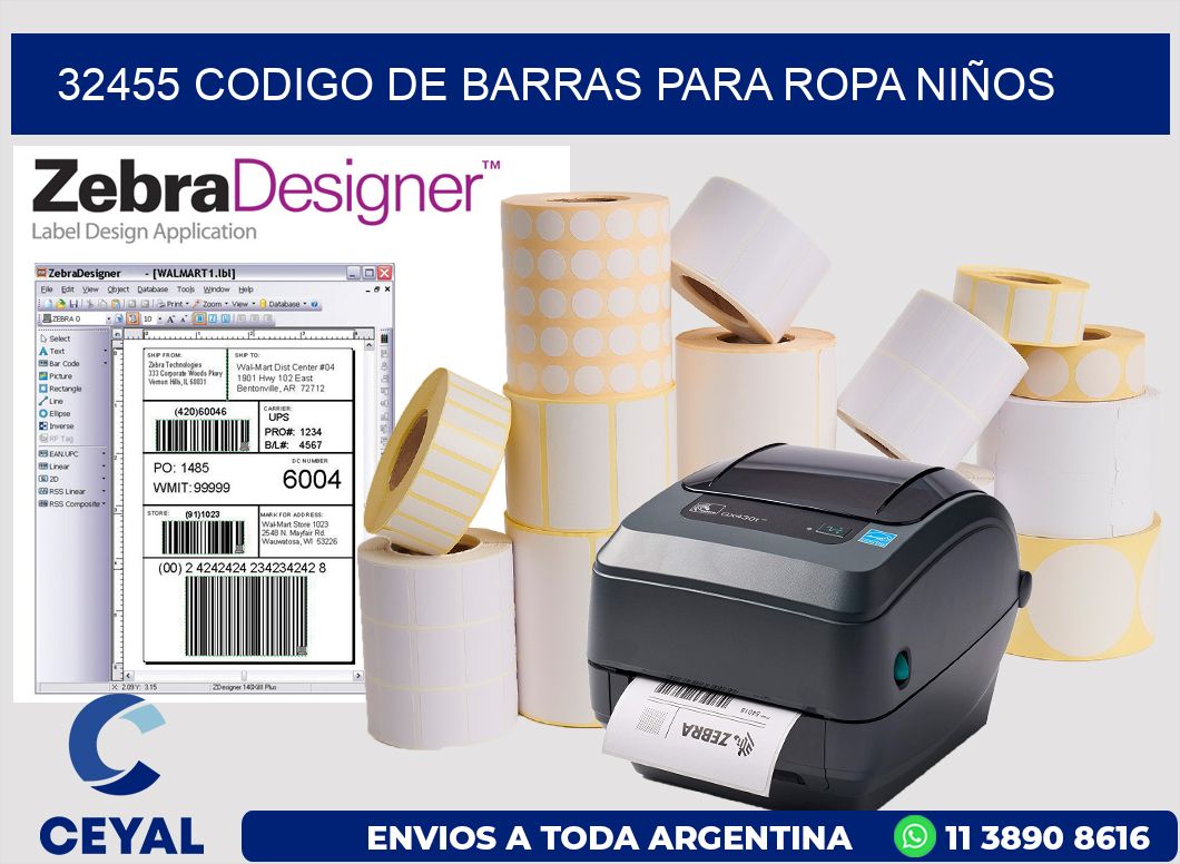 32455 CODIGO DE BARRAS PARA ROPA NIÑOS
