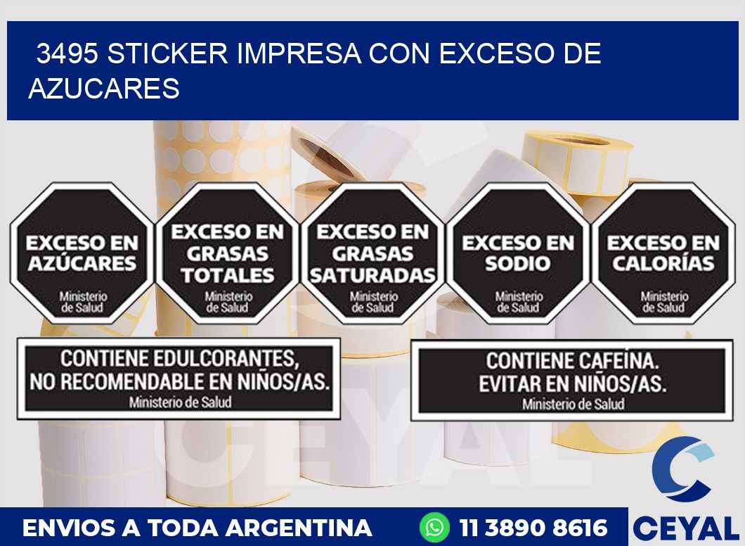 3495 STICKER IMPRESA CON EXCESO DE AZUCARES