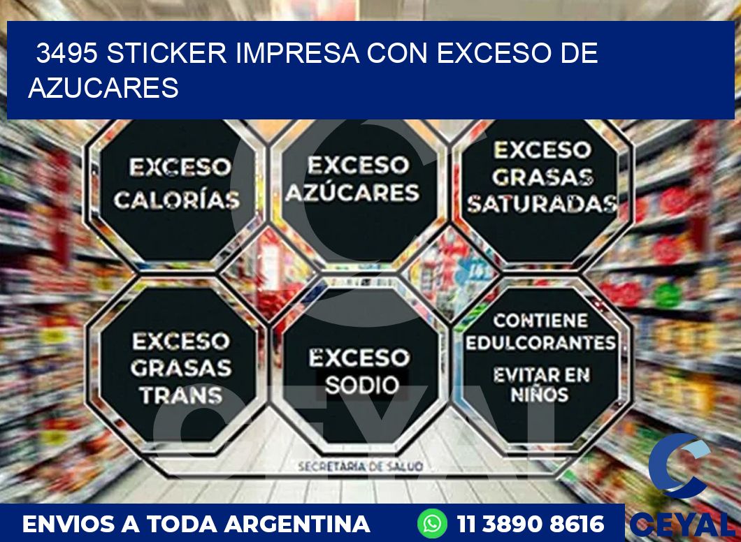 3495 STICKER IMPRESA CON EXCESO DE AZUCARES