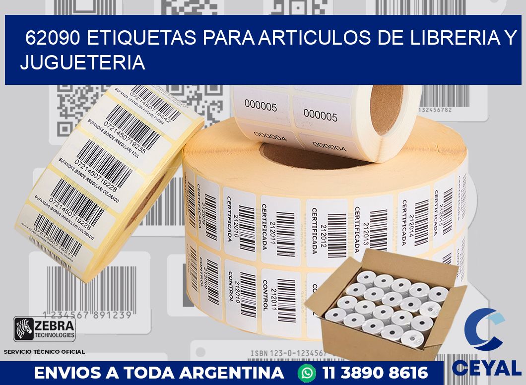 62090 ETIQUETAS PARA ARTICULOS DE LIBRERIA Y JUGUETERIA