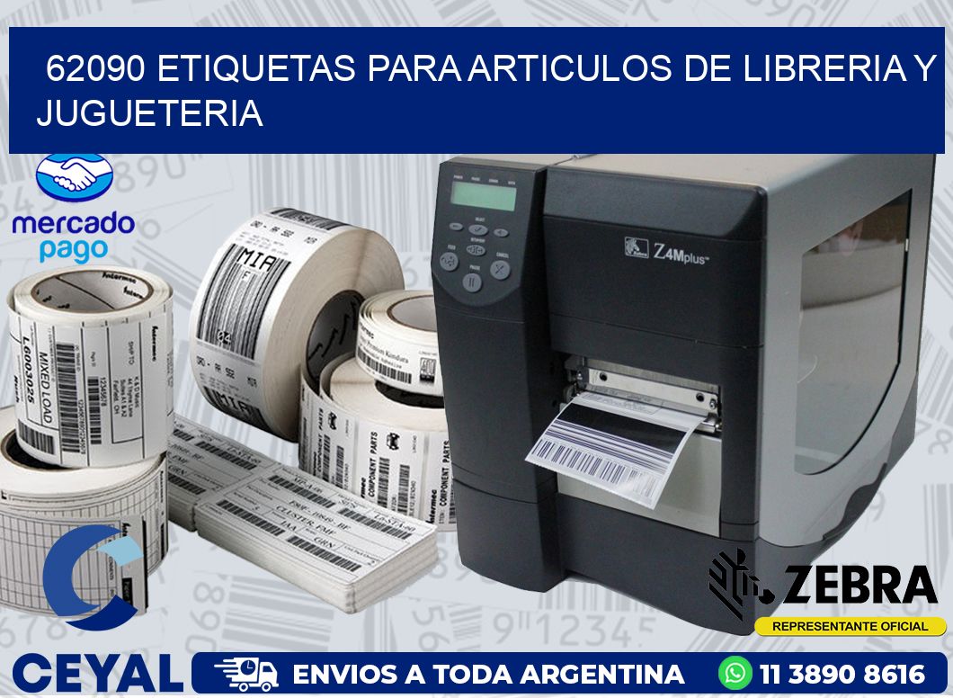 62090 ETIQUETAS PARA ARTICULOS DE LIBRERIA Y JUGUETERIA