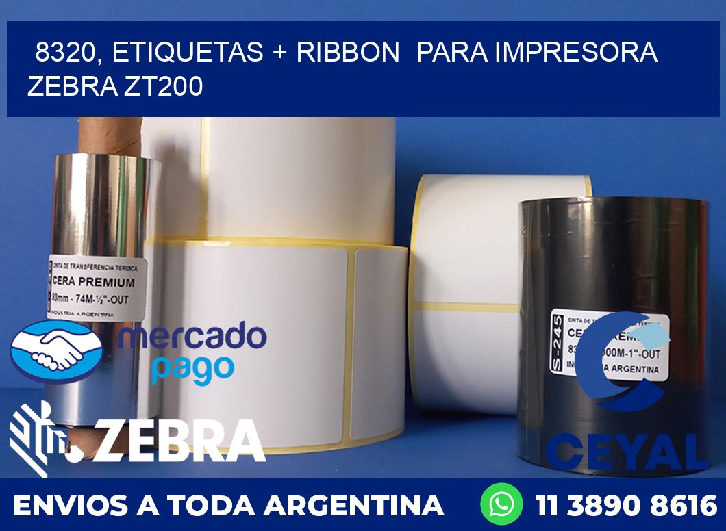 8320, etiquetas + ribbon  para impresora zebra ZT200