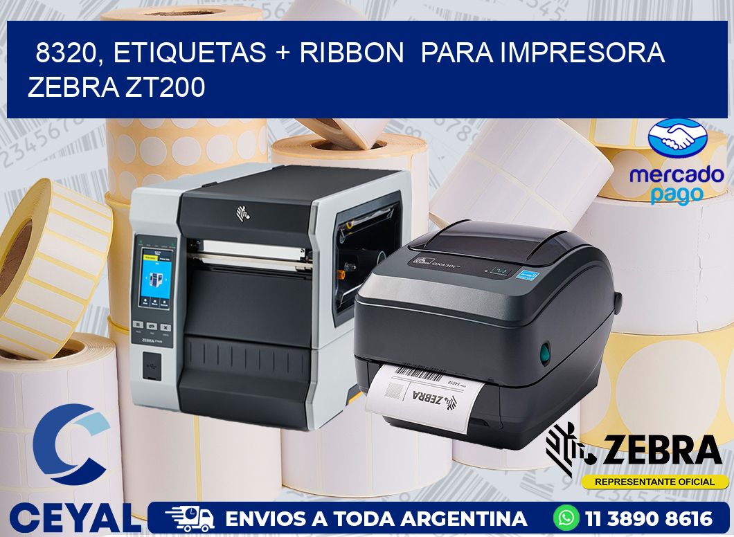 8320, etiquetas + ribbon  para impresora zebra ZT200