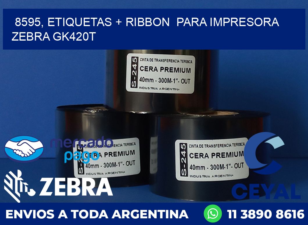 8595, etiquetas + ribbon  para impresora zebra GK420T