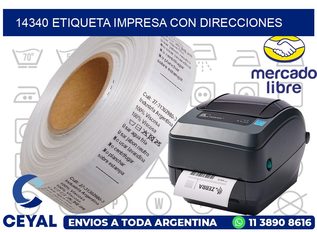 14340 ETIQUETA IMPRESA CON DIRECCIONES