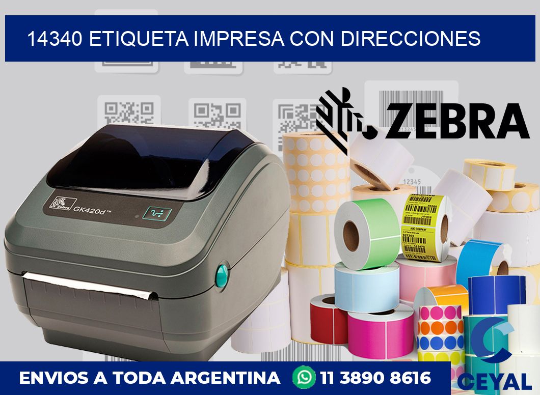 14340 ETIQUETA IMPRESA CON DIRECCIONES