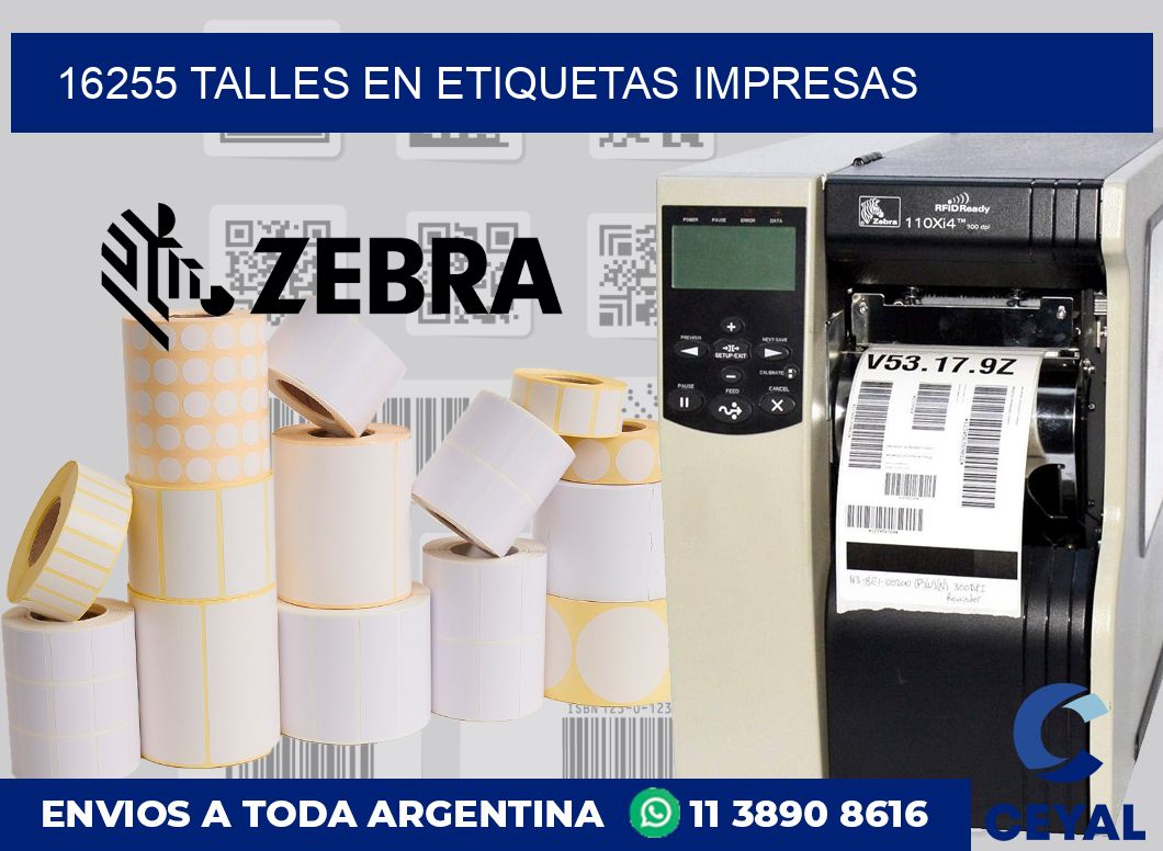 16255 TALLES EN ETIQUETAS IMPRESAS