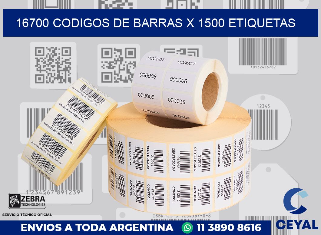 16700 codigos de barras x 1500 etiquetas